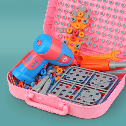 211PCS Child Pretend Repair Toolbox DIY Assembling Power Screwdriver Toy Kit Creative Games Educational Montessori Toys for Kids