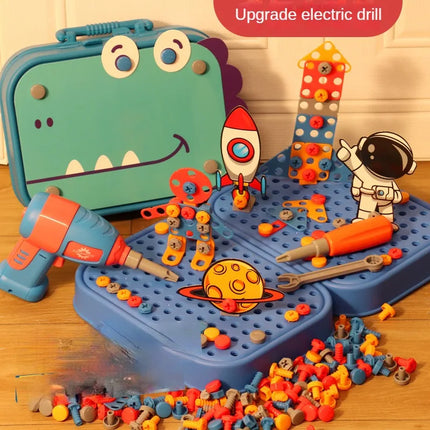 211PCS Child Pretend Repair Toolbox DIY Assembling Power Screwdriver Toy Kit Creative Games Educational Montessori Toys for Kids