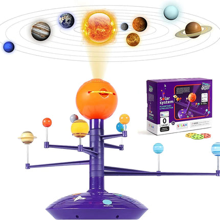 Solar System Planetary Model 8 Planets Set Kids Science steam Projector Puzzle Toys Rotating Astrometer for Baby Education Toys