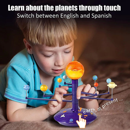 Solar System Planetary Model 8 Planets Set Kids Science steam Projector Puzzle Toys Rotating Astrometer for Baby Education Toys