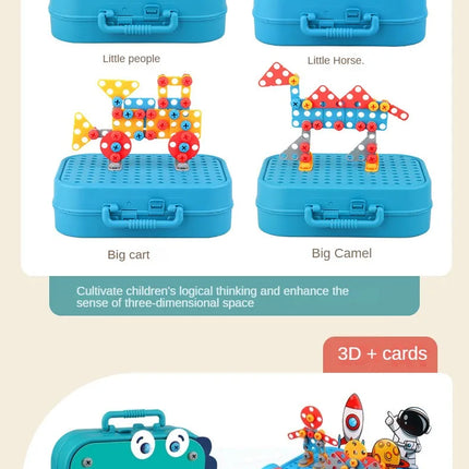211PCS Child Pretend Repair Toolbox DIY Assembling Power Screwdriver Toy Kit Creative Games Educational Montessori Toys for Kids