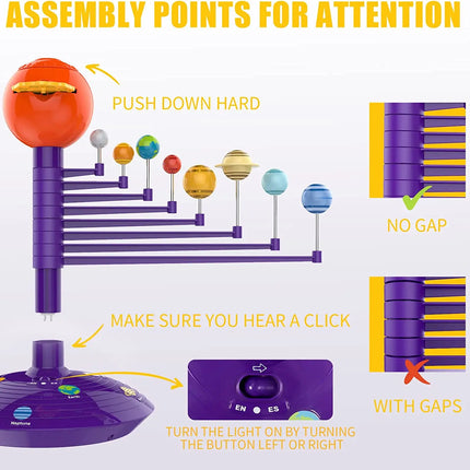 Solar System Planetary Model 8 Planets Set Kids Science steam Projector Puzzle Toys Rotating Astrometer for Baby Education Toys