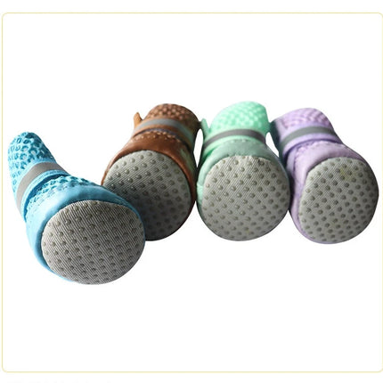 4PCS Summer Dog Shoes Breathable Anti-Slip Wear-Resistant Dog Outdoor Boots for Small Medium Dogs Cats Puppy Pet Accessories