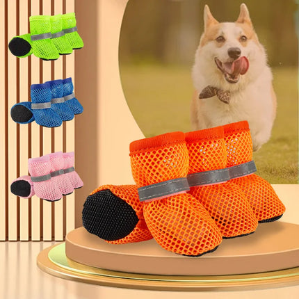 4PCS Summer Dog Shoes Breathable Anti-Slip Wear-Resistant Dog Outdoor Boots for Small Medium Dogs Cats Puppy Pet Accessories