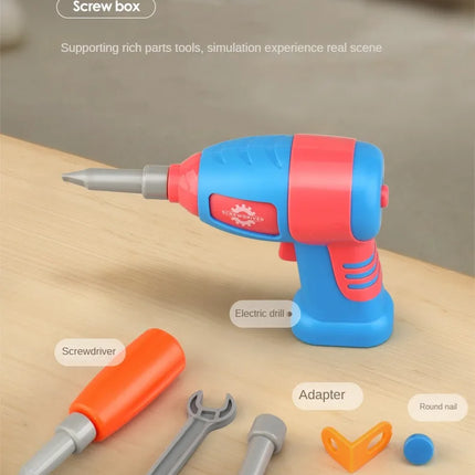 211PCS Child Pretend Repair Toolbox DIY Assembling Power Screwdriver Toy Kit Creative Games Educational Montessori Toys for Kids