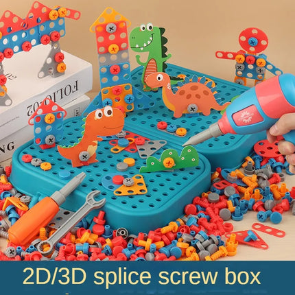 211PCS Child Pretend Repair Toolbox DIY Assembling Power Screwdriver Toy Kit Creative Games Educational Montessori Toys for Kids
